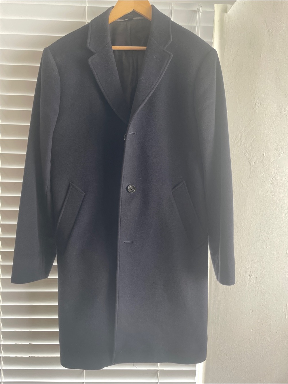 Men's J CREW navy cashmere / wool Overcoat - Classic Single-Breasted Coat